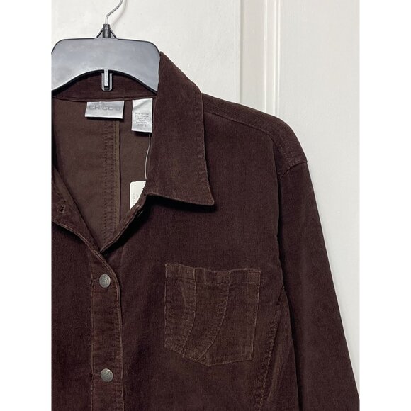 Chicos Corduroy Front Pockets Jacket in Chocolate Brown Size 2 / US L - Picture 4 of 8